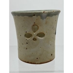 Studio Art Pottery Signed KOOP Blue Drip Glazed Votive Candle Holder